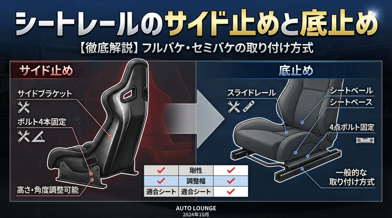 シートレールのサイド止めと底止め